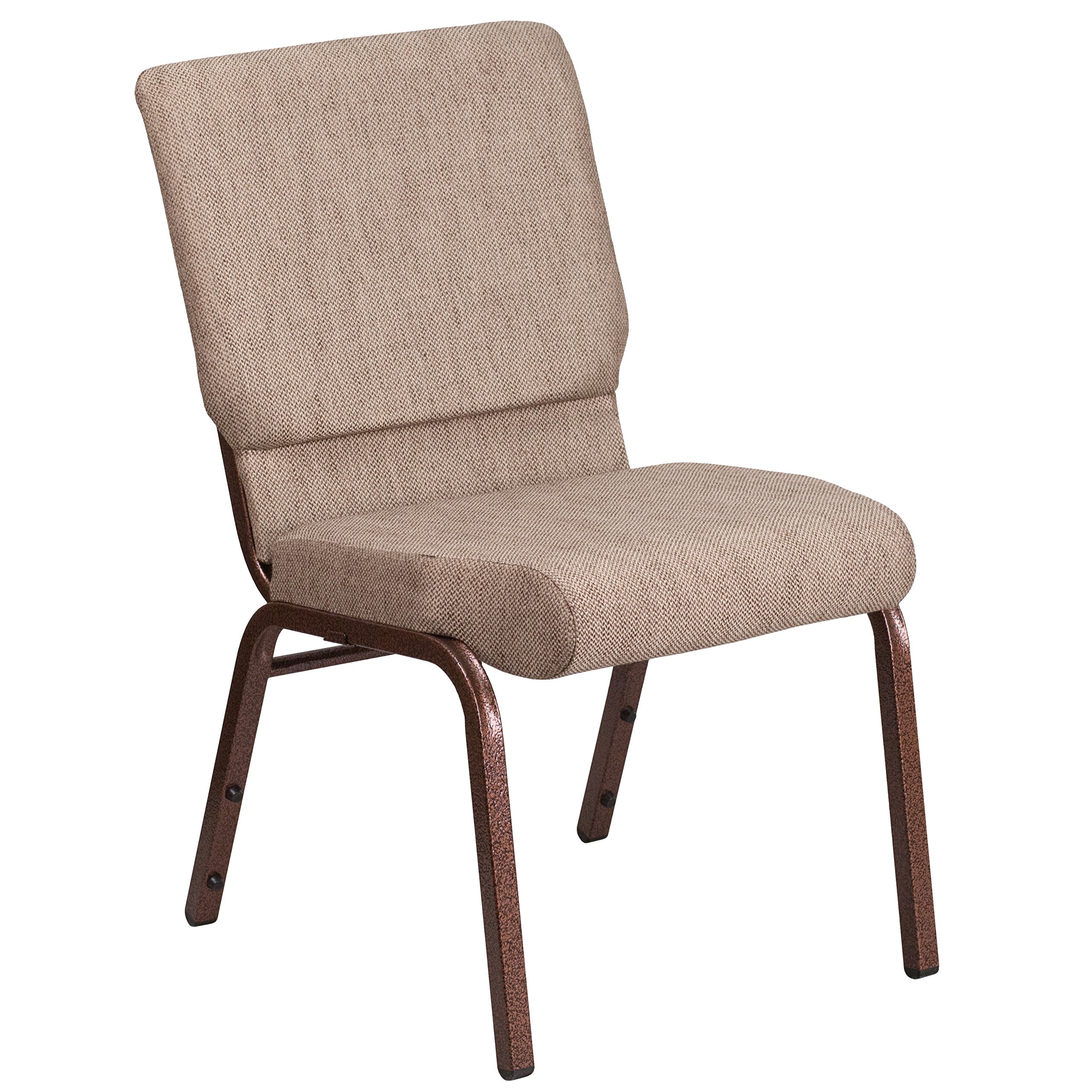 Flash Furniture Hercules Series 18.5''W Stacking Church Chair In Beige Fabric - Copper Vein Frame